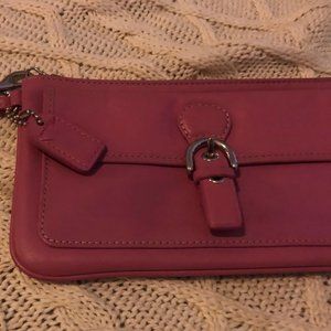Pink Leather Coach Wristlet